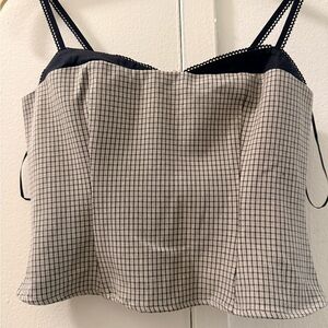 Reformation Black & Cream Checked Spaghetti Strap Cami